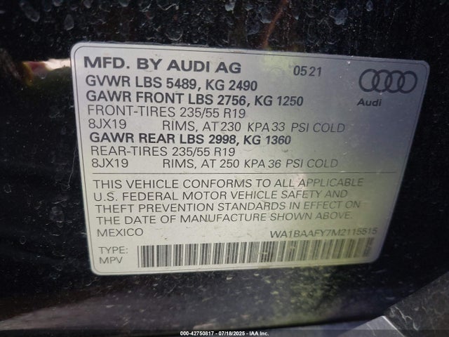 2021 AUDI Q5 WA1BAAFY7M2115515 Photo 8