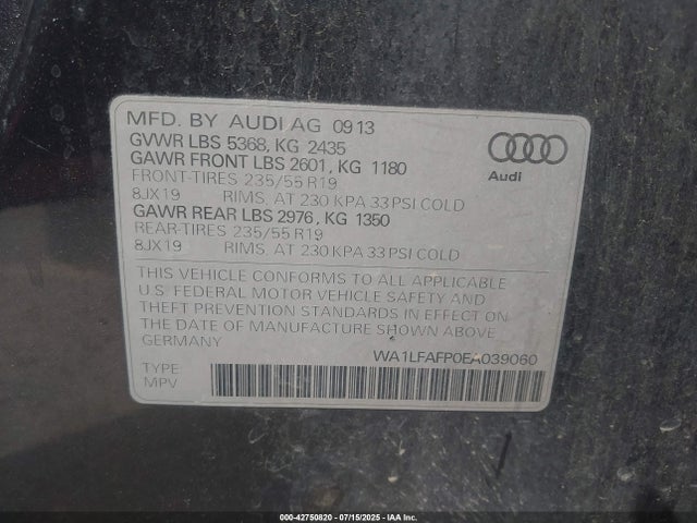 WA1LFAFP0EA039060 Audi 2.0t