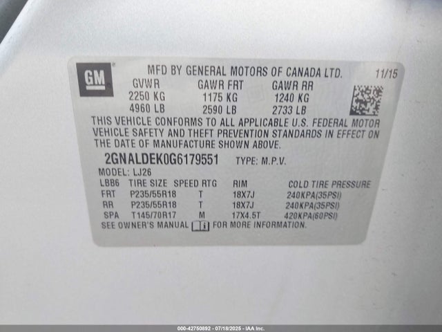 2GNALDEK0G6179551 Chevrolet lea - e85 max, aluminum