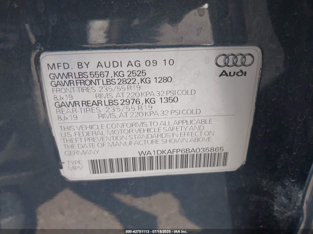 2011 AUDI Q5 WA1DKAFP6BA035865 Photo 8