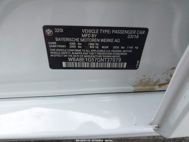 WBA8E1G57GNT37979 BMW 320i