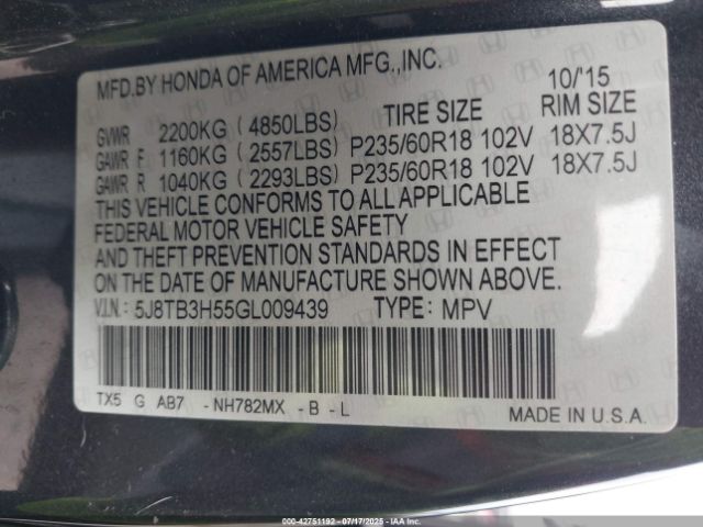 2016 ACURA RDX 5J8TB3H55GL009439 Photo 8