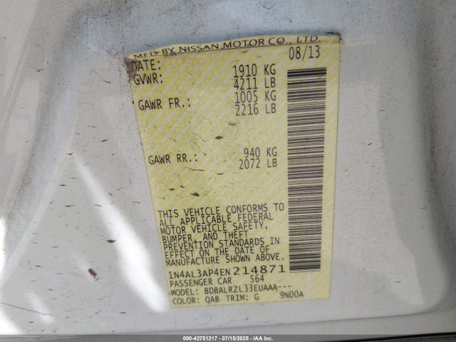 Nissan 2014 2014 1N4AL3AP4EN214871 Image 9