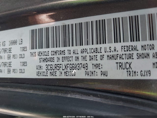 3C6UR5FLXFG603748 RAM 2015