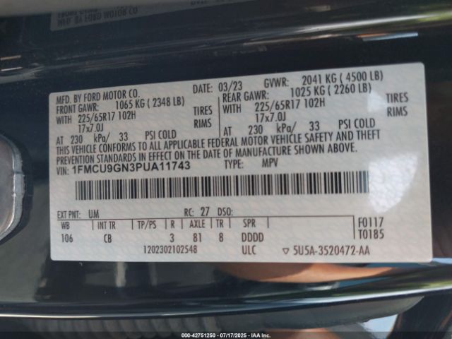 2023 FORD ESCAPE 1FMCU9GN3PUA11743 Photo 8