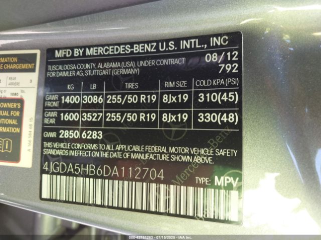 2013 MERCEDES-BENZ ML 350 4JGDA5HB6DA112704 Photo 8