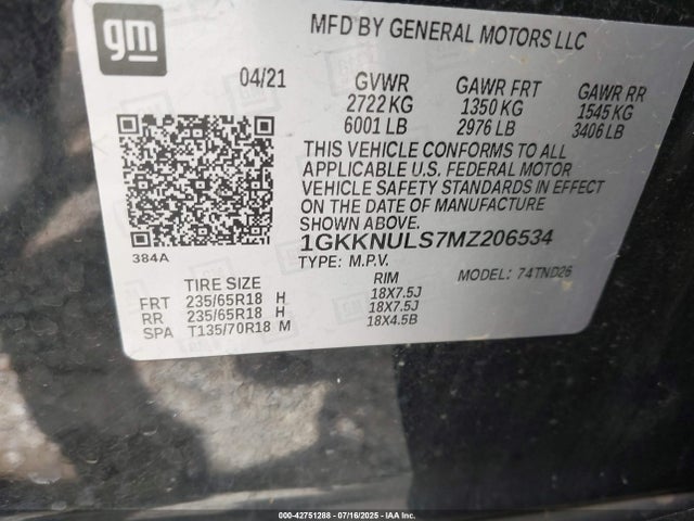 1GKKNULS7MZ206534 GMC lgx