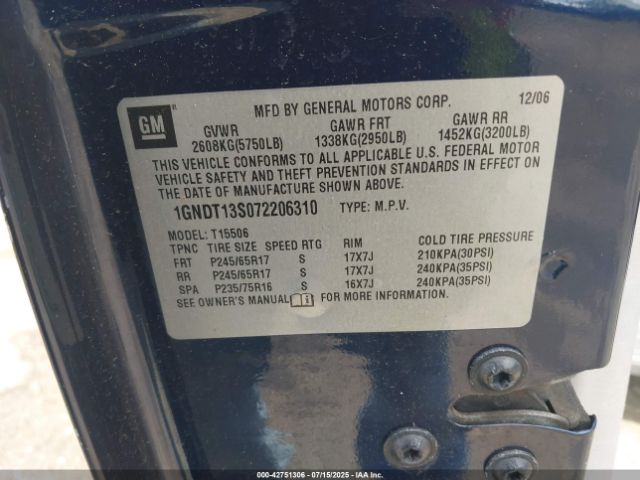 2007 CHEVROLET TRAILBLAZER 1GNDT13S072206310 Photo 8