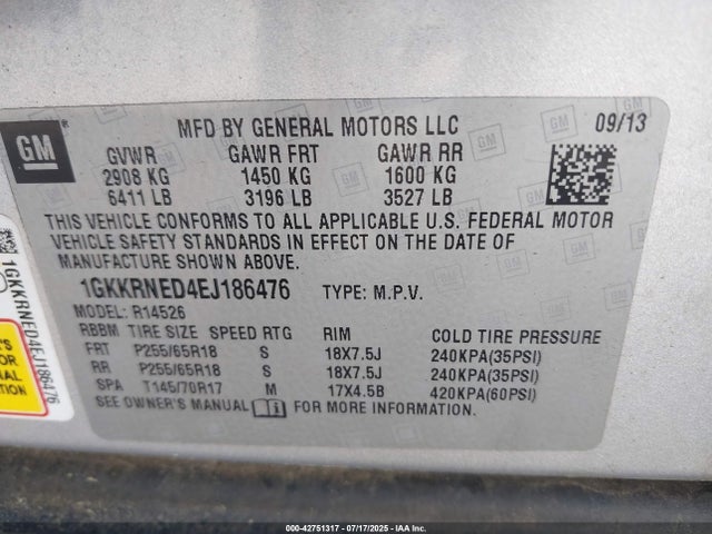 GMC llt 2014 1GKKRNED4EJ186476 Image 9