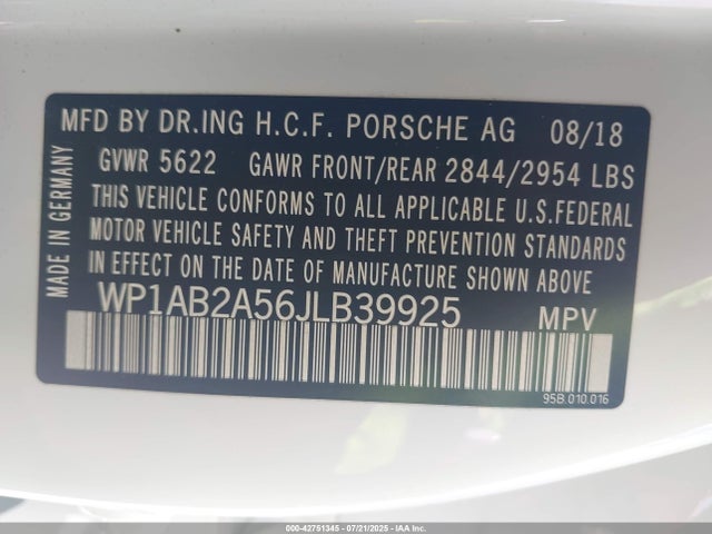 WP1AB2A56JLB39925 Porsche Macan