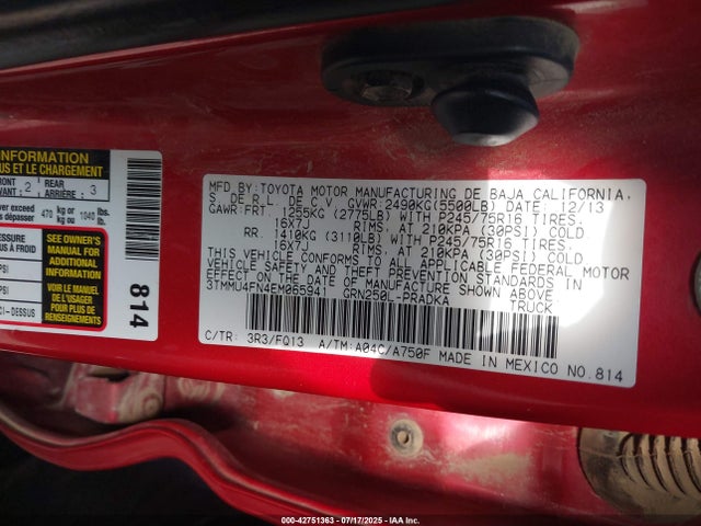 3TMMU4FN4EM065941 Toyota 1gr-fe