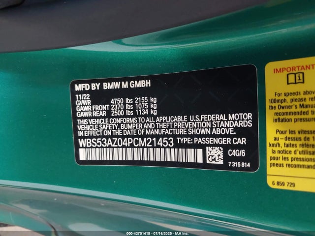 WBS53AZ04PCM21453 BMW M4
