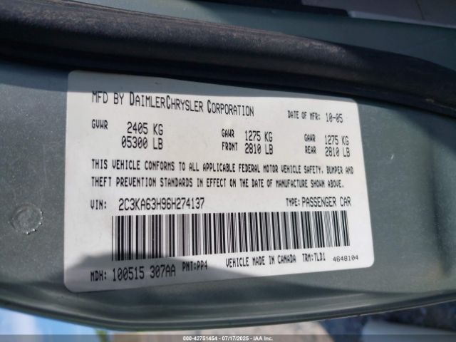 2006 CHRYSLER 300C 2C3KA63H96H274137 Photo 8