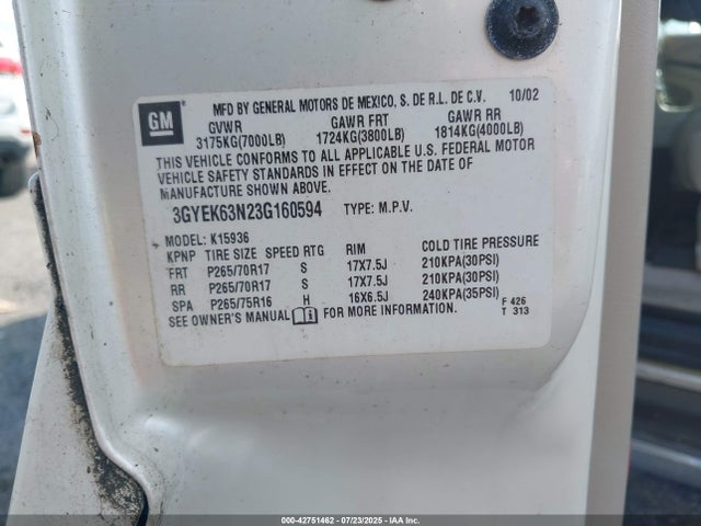 2003 CADILLAC ESCALADE EXT 3GYEK63N23G160594 Photo 8