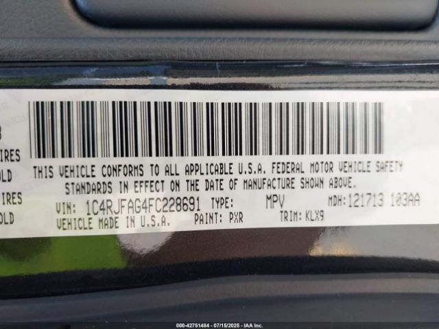 2015 JEEP GRAND CHEROKEE 1C4RJFAG4FC228691 Photo 8