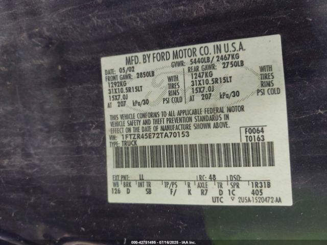 2002 FORD RANGER 1FTZR45E72TA70153 Photo 8