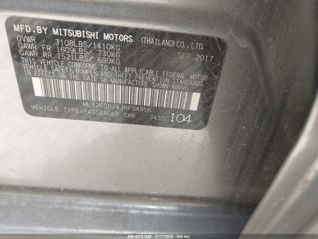 Mitsubishi MIRAGE G4 2018 ML32F3FJ4JHF04956 Image 9