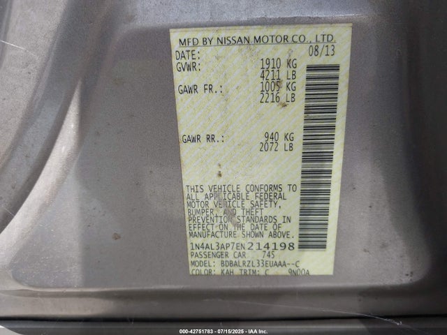 1N4AL3AP7EN214198 Nissan 2014