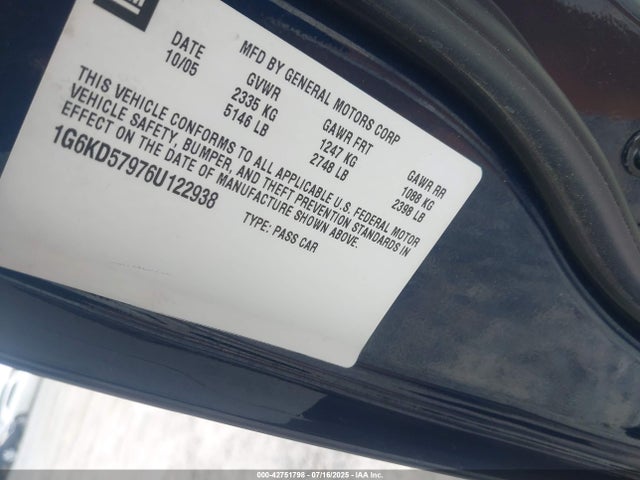 2006 CADILLAC DTS 1G6KD57976U122938 Photo 8