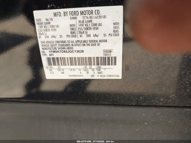 1FM5K7D86JGC13628 Ford 3.5l ti-vct