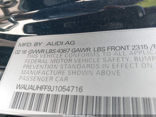 2018 AUDI A3 WAUAUHFF9J1054716 Photo 8