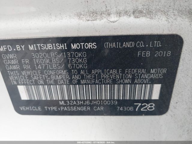 2018 MITSUBISHI MIRAGE ML32A3HJ6JH010039 Photo 8
