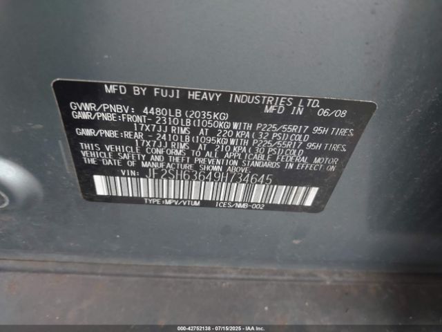 2009 SUBARU FORESTER JF2SH63649H734645 Photo 8