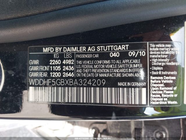 2011 MERCEDES-BENZ E 350 WDDHF5GBXBA324209 Photo 8