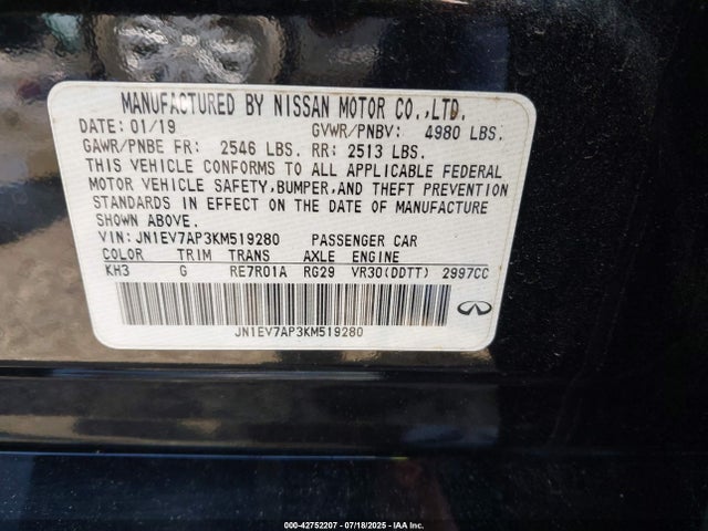 Infiniti 2019 2019 JN1EV7AP3KM519280 Image 9