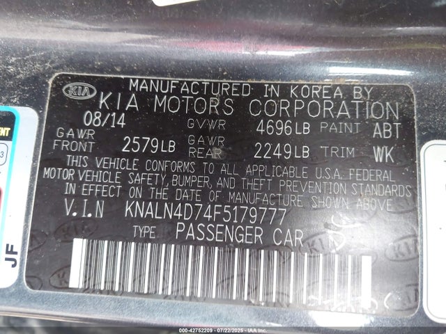 KNALN4D74F5179777 KIA v6 gdi lambda ii