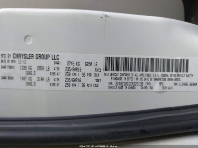2012 CHRYSLER TOWN & COUNTRY 2C4RC1BG1CR223138 Photo 8