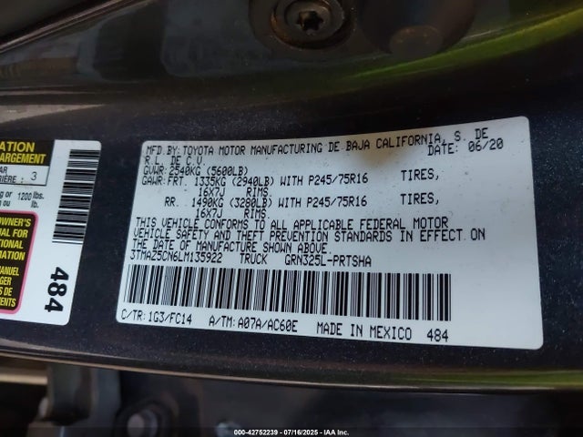 3TMAZ5CN6LM135922 Toyota 2gr-fks