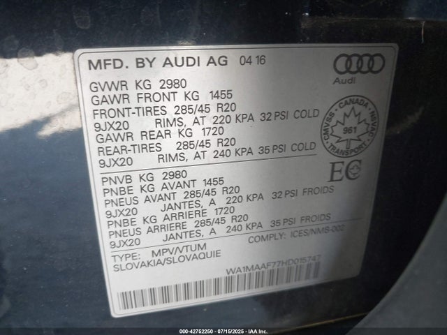 2017 AUDI Q7 WA1MAAF77HD015747 Photo 8