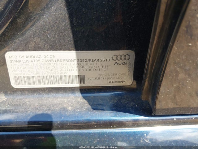 2009 AUDI A4 WAUMF78K99N074609 Photo 8