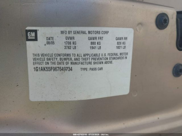 2006 CHEVROLET COBALT 1G1AK55F967649734 Photo 8
