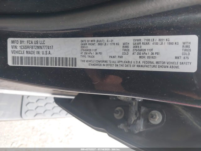 RAM 2021 2021 1C6SRFBT2MN777417 Image 9