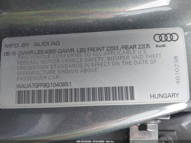 2016 AUDI A3 WAUA7GFF8G1040851 Photo 8