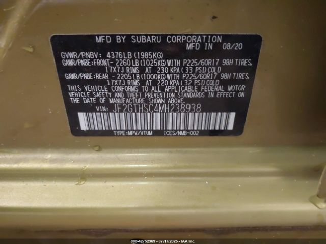 2021 SUBARU CROSSTREK JF2GTHSC4MH238938 Photo 8