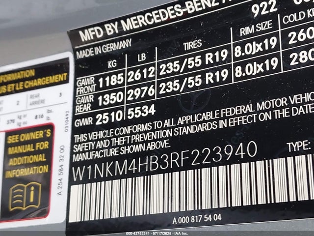 W1NKM4HB3RF223940 Mercedes-Benz m254