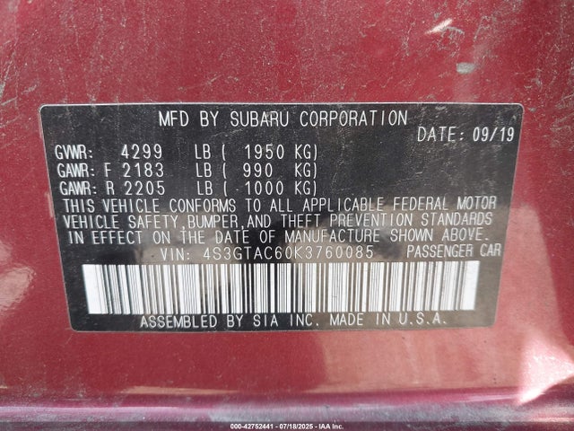 4S3GTAC60K3760085 Subaru Impreza