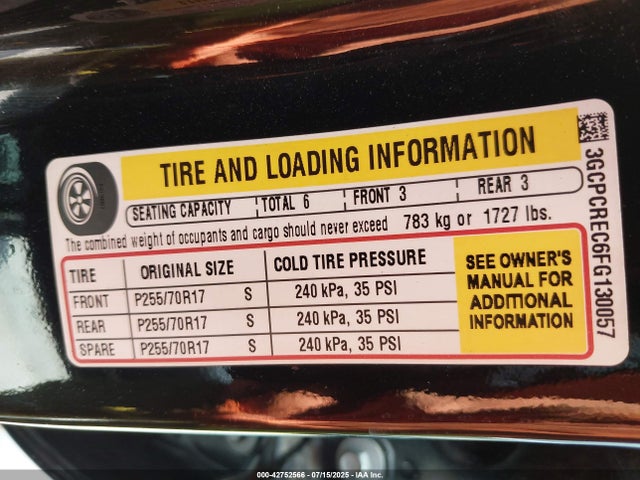3GCPCREC6FG130057 Chevrolet l83 - vvt, active fuel management, aluminum