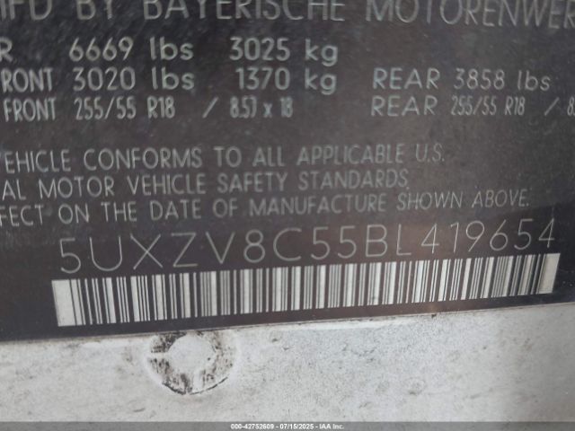 2011 BMW X5 5UXZV8C55BL419654 Photo 8
