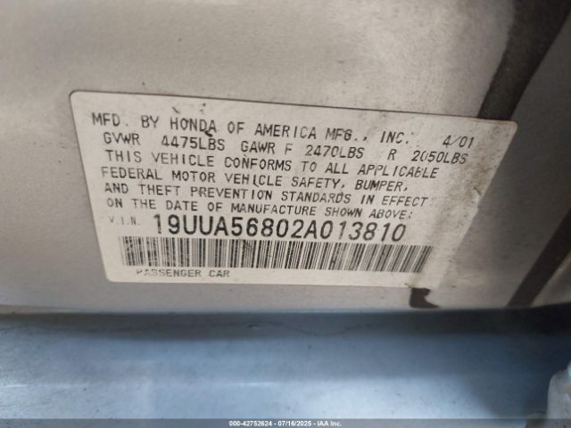 2002 ACURA TL 19UUA56802A013810 Photo 8