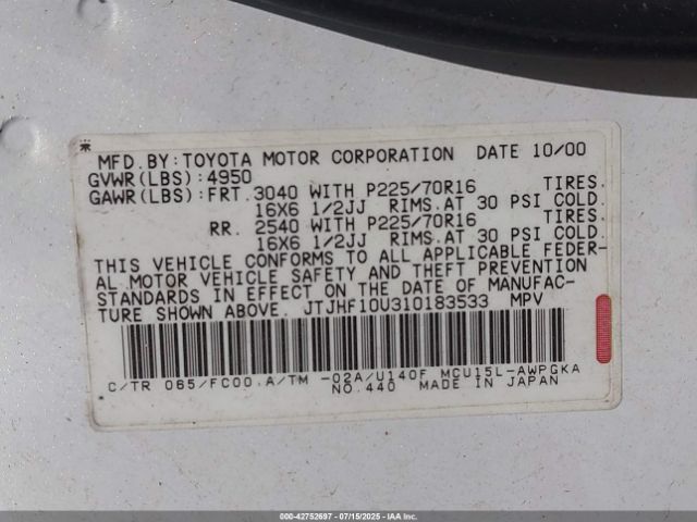 2001 LEXUS RX 300 JTJHF10U310183533 Photo 8