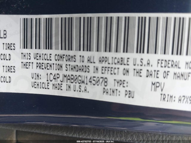 1C4PJMAB0GW145078 Jeep 2016
