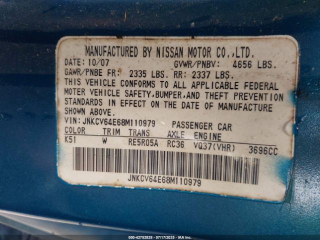 2008 INFINITI G37 JNKCV64E68M110979 Photo 8