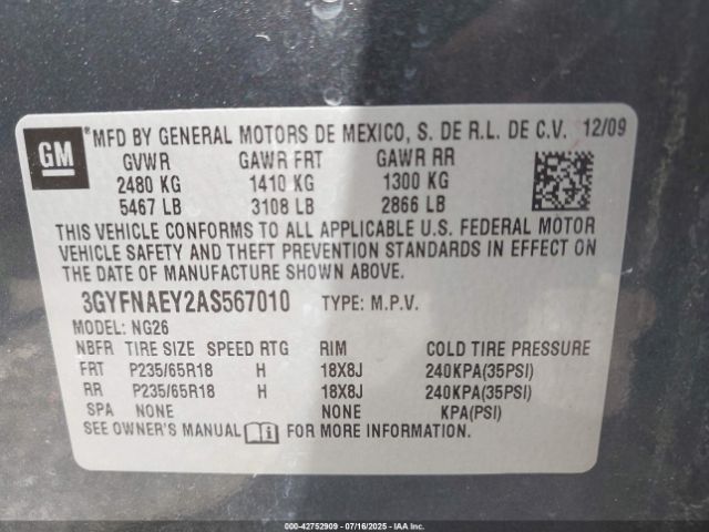 2010 CADILLAC SRX 3GYFNAEY2AS567010 Photo 8