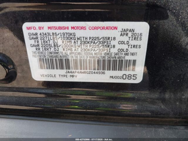 2016 MITSUBISHI OUTLANDER SPORT JA4AP4AW8GZ044936 Photo 8