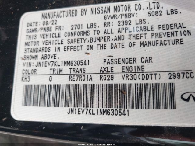 2022 INFINITI Q60 JN1EV7KL1NM630541 Photo 8