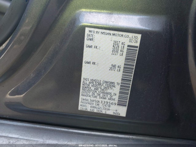 Nissan Altima 2016 1N4AL3AP1GN339569 Image 9